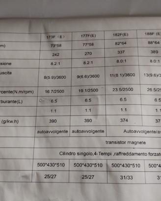 motore a benzina ad albero orizzontale 4 tempi 