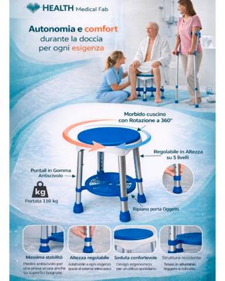 Sgabello da doccia per Anziani e Disabili