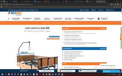 Letto elettrico Reamed Eco 120 cm nuovo