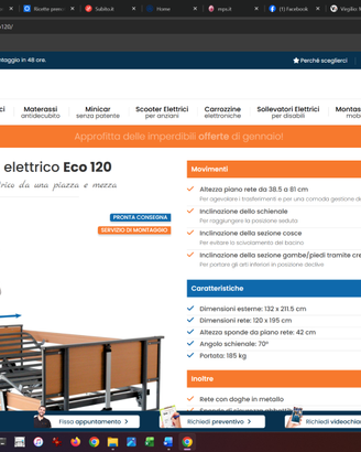 Letto elettrico Reamed Eco 120 cm nuovo