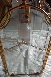 Lampadario ottone con vetro smerigliato