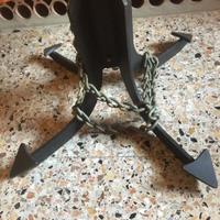 Tavolo antico legno noce base ferro battuto ancora