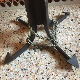 Tavolo antico legno noce base ferro battuto ancora