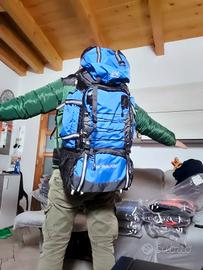 zaino trekking outdoor 90 litri azzurro. Perfetto 