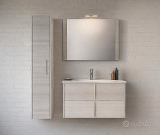 Mobile bagno con lavabo, colonna, specchio e luce 