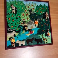 quadro ricamato a mano su stoffa