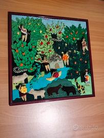 quadro ricamato a mano su stoffa