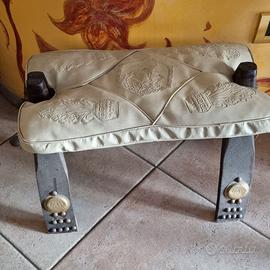 Sgabello Poggiapiedi Etnico Vintage in Legno