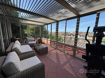 Gazebo Bioclimatico 3x6 Tortora  porte scorrevoli