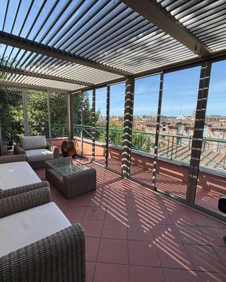 Gazebo Bioclimatico 3x6 Tortora  porte scorrevoli