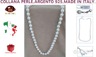 Collana Argento 925 Perle D'acqua dolce girocollo