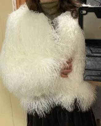 Pelliccia Mongolia, vera Bianca