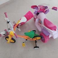 2 biciclettine + 1 motoretta da bimba