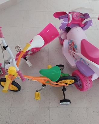 2 biciclettine + 1 motoretta da bimba