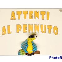 Targa in legno Pappagallo in resina fatta a mano