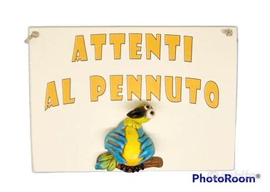 Targa in legno Pappagallo in resina fatta a mano