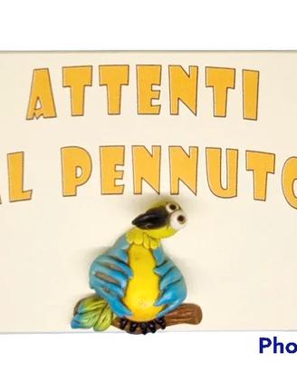 Targa in legno Pappagallo in resina fatta a mano