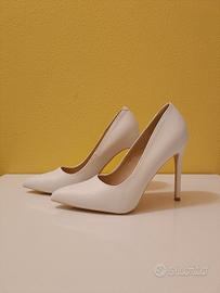 Décolleté finta pelle bianche 