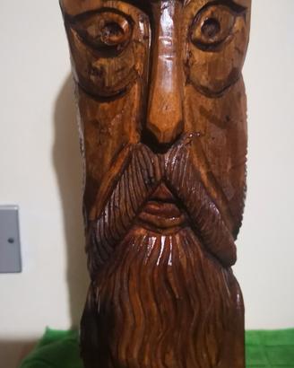 scultura legno statua maschera 