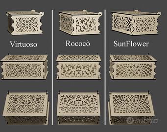 Scatola in legno per festivita'. Taglio Laser