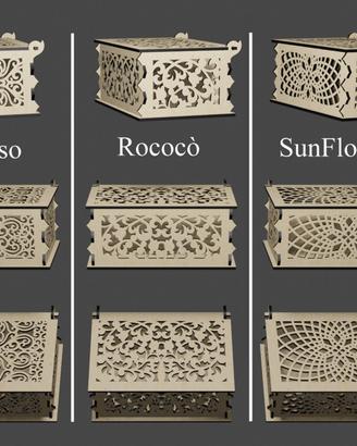 Scatola in legno per festivita'. Taglio Laser