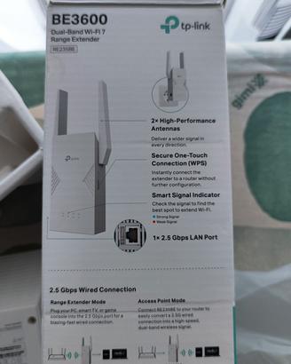  TP-LINK re235be non usato new, ripetitore wifi 7
