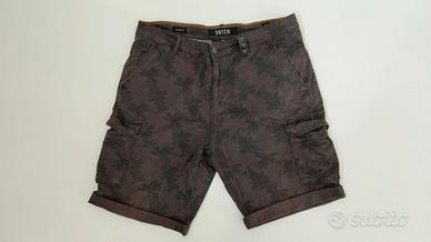 DATCH Bermuda Cargo Uomo Slim Fit Grigio/Floreale
