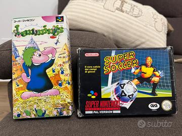 Lemmings e Super Soccer - giochi Super Nintendo