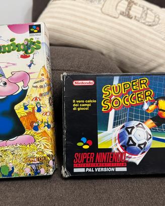 Lemmings e Super Soccer - giochi Super Nintendo
