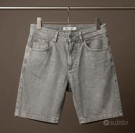 Pantaloncini Zara uomo di jeans blu grigio vintage