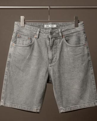 Pantaloncini Zara uomo di jeans blu grigio vintage
