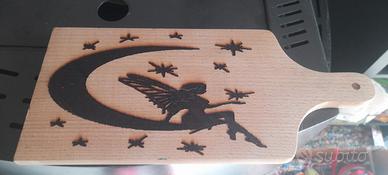 tagliere in,legno aerografato
