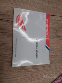 libretto di garanzia Honda