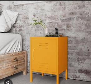 comodino in acciaio verniciato giallo senape