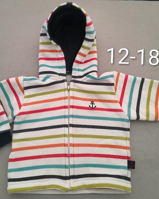 felpa a righe con cappuccio, 12-18m