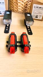 Doppio set 4 fari MTB BMX 2 anteriori + 2 posterio