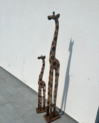 Arredamento statue di giraffa scolpite in legno