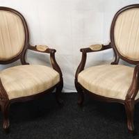 Coppia Poltrone Francesi a Medaglione Mogano