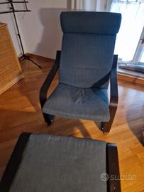 Poltrona ikea POÄNG con poggiapiedi