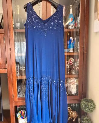 Vestito donna tg 54 blu chiffon