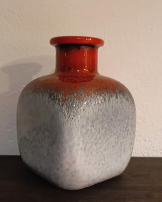 Vaso vintage in ceramica grigio e rosso 