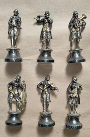 Giuseppe Vasari – set 6 Musicanti vintage metallo