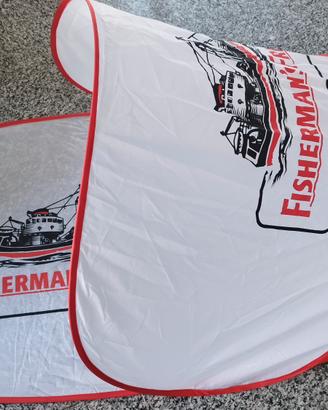 Telo portatile parasole spiaggia logo Fisherman's 