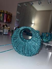Borsa moon strass azzurro15 cm