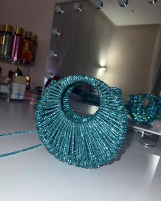 Borsa moon strass azzurro15 cm