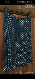 Gonna midi a trapezio blu navy a
pois bianchi  42