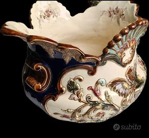 grande vaso d'epoca in ceramica policroma 