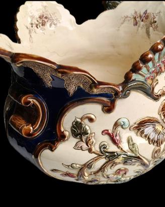 grande vaso d'epoca in ceramica policroma 