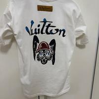 T-shirt bianca logo fronte-retro lv cotone-260g