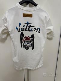 T-shirt bianca logo fronte-retro lv cotone-260g